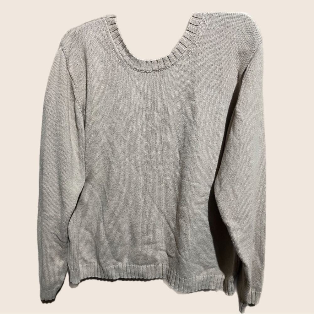 Northwest Blue  Beige 100% cotton pullover sweater size Large